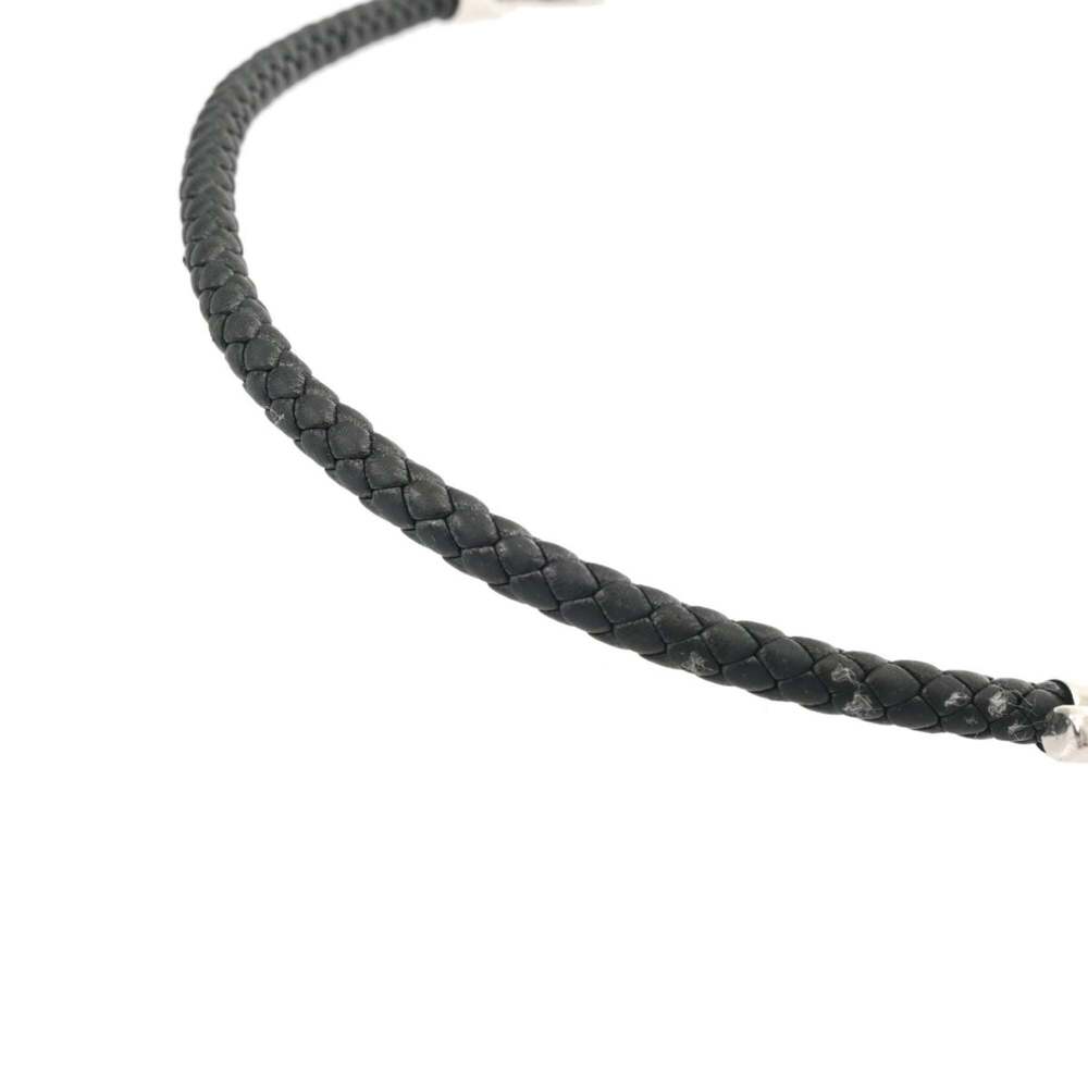 HERMES Glenan Bracelet, Black Leather, Silver Hardware, Men's/Women's, B Rank... - Picture 9 of 11